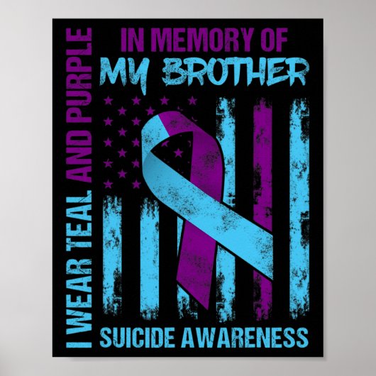 Aquamariner Lila Ribbon Suicide Awareness Flag Bru Poster (Vorne)