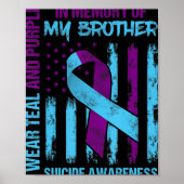 Aquamariner Lila Ribbon Suicide Awareness Flag Bru Poster (Vorne)
