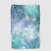 Aquamariner Lila Star Nebula Weltraumgalaxie Unive Golfhandtuch (Vorderseite)