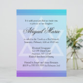 Aquamariner Lila Star von David Bat Mitzvah Einladung (Stehend Vorderseite)
