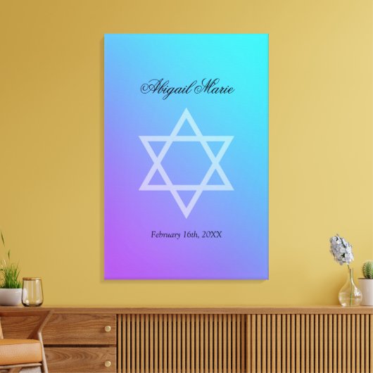 Aquamariner Lila Star von David Bat Mitzvah Sign I Leinwanddruck (Insitu (Wohnzimmer))