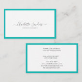 Aquamariner Luxus minimale schicke moderne Typogra Visitenkarte (Vorne/Hinten)