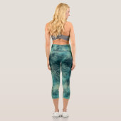 Aquamariner Marmor Abstrakt Capri Leggings (Rückseite)