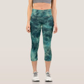 Aquamariner Marmor Abstrakt Capri Leggings (Vorderseite)