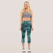 Aquamariner Marmor Abstrakt Capri Leggings (Vorderseite)
