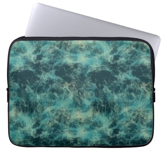 Aquamariner Marmor Abstrakt Laptopschutzhülle (Vorderseite)