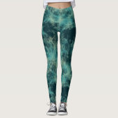 Aquamariner Marmor Abstrakt Leggings (Vorderseite)