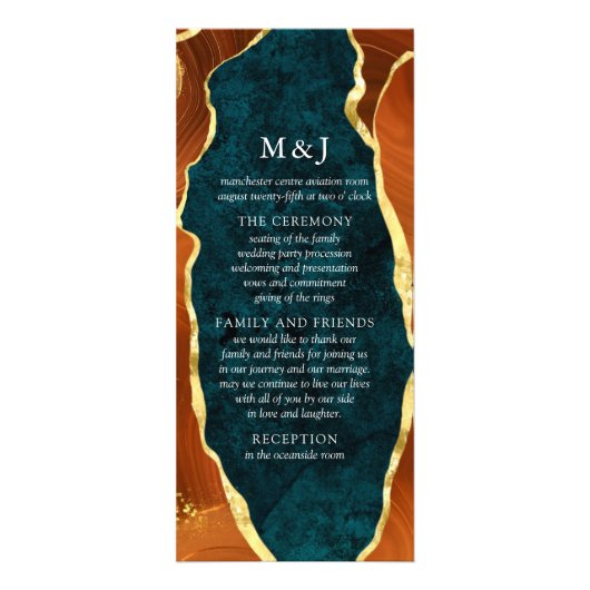 Aquamariner Marmor, Burnt Orange & Gold Agate Prog Werbekarte (Vorne)