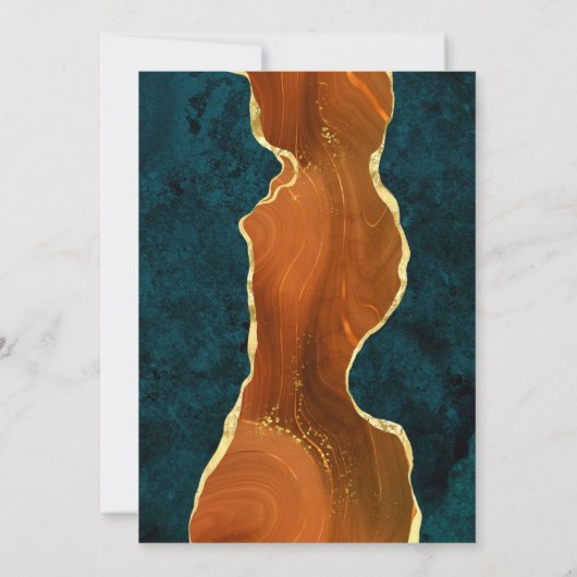 Aquamariner Marmor, Burnt Orange & Gold Agate UAWG Einladung (Rückseite)