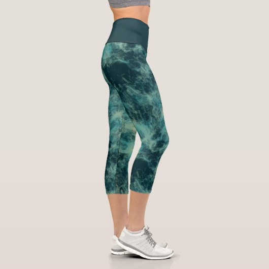Aquamariner Marmor Capri Leggings (Rechts)