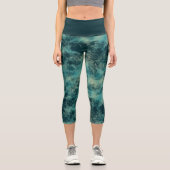 Aquamariner Marmor Capri Leggings (Vorderseite)