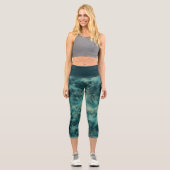 Aquamariner Marmor Capri Leggings (Vorderseite)