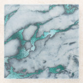 aquamariner Marmor Glasuntersetzer (Vorderseite)