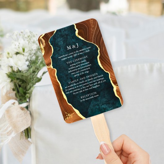 Aquamariner Marmor, Goldmedaille-Burnt Orange Fächer