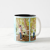 Aquamariner Marmor personalisiert zwei Foto Zweifarbige Tasse (VorderseiteRechts)