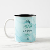 Aquamariner Marmor personalisiert zwei Foto Zweifarbige Tasse (Links)