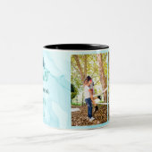 Aquamariner Marmor personalisiert zwei Foto Zweifarbige Tasse (Mittel)