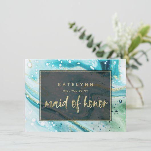 Aquamariner Marmor wird meine Trauzeugin sein (Stehend Vorderseite)