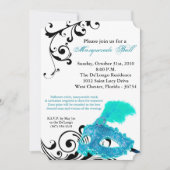 Aquamariner Maskenball-Maskenkostüm Halloween-Teil Einladung (Vorderseite)