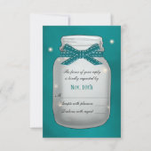Aquamariner Mason Jar mit RSVP-Fireflies-Karte RSVP Karte (Vorderseite)