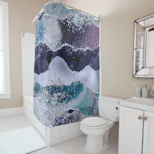 *~* Aquamariner Meeresraum Perlmast GLITZER AP8 Duschvorhang