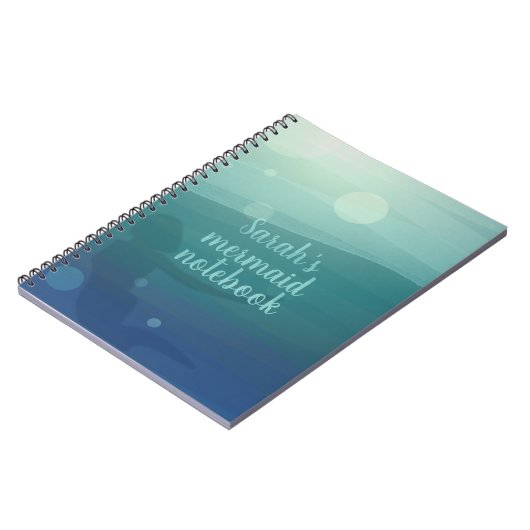 Aquamariner Meerjungfrau Schwimmen im Wave-Noteboo Notizblock (Linke Seite)