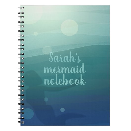 Aquamariner Meerjungfrau Schwimmen im Wave-Noteboo Notizblock (Vorderseite)