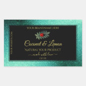 Aquamariner metallischer Glitzer, schwarze Produkt Rechteckiger Aufkleber (Vorderseite)