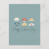 Aquamariner Minimalistischer glücklicher Arbeitsta Postkarte (Vorderseite)