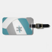 aquamariner mit Monogramm Volleyball Gepäckanhänger (Vorderseite horizontal)