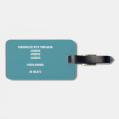 aquamariner mit Monogramm Volleyball Gepäckanhänger (Rückseite horizontal)