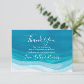 Aquamariner, moderner Watercolor danken Ihnen Dankeskarte (Stehend Vorderseite)
