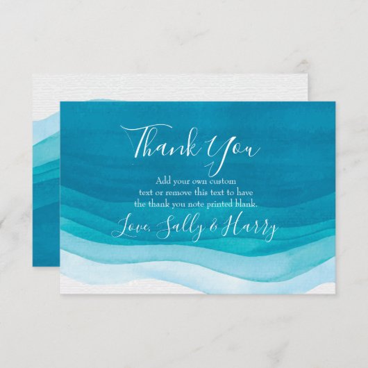 Aquamariner, moderner Watercolor danken Ihnen Dankeskarte (Vorne/Hinten)