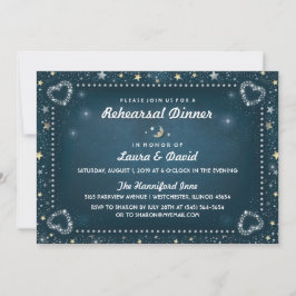 Aquamariner Mond & Stars Gold & Weiße Probe Abende Einladung