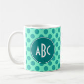 Aquamariner Monogram Green Polka Dot Kaffeetasse (Links)