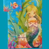 Aquamariner Monogramm Name Mermaid Badetuch Set