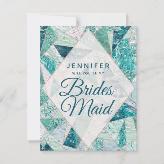 Aquamariner Mosaikmarmor wird meine Bridesmaid sei Einladung (Vorderseite)