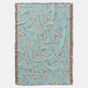 Aquamariner Musterwurf von zufälligen Schmetterlin Decke