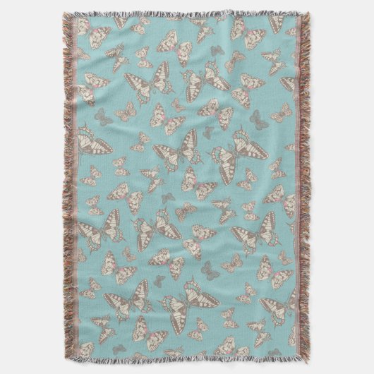 Aquamariner Musterwurf von zufälligen Schmetterlin Decke (Vorderseite Vertikal)