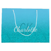 Aquamariner Name des Aqua-Monogrammes Große Geschenktüte (Rückseite)
