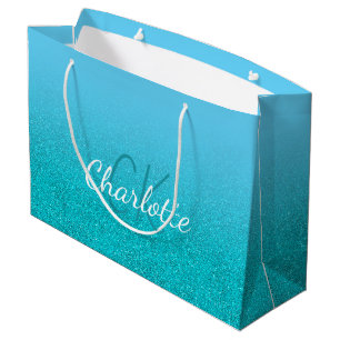 Aquamariner Name des Aqua-Monogrammes Große Geschenktüte