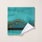 Aquamariner Name des Monogrammes aus Goldmarburg,  Badhandtuch Set (Waschlappen)