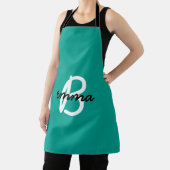 Aquamariner Name | Modern Cyan Trendy Initial Gree Schürze (InSitu)