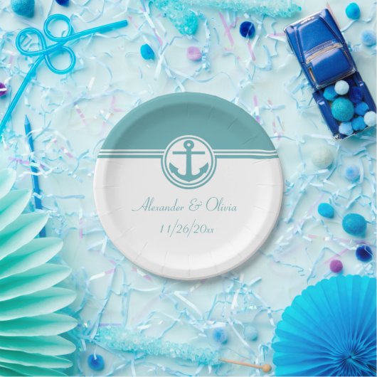 Aquamariner Nautikanker Pappteller (Party)