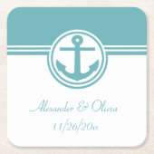Aquamariner Nautikanker Rechteckiger Pappuntersetzer (Vorderseite)