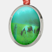 Aquamariner Nebel Reto gefärbte Pony Horse Ornament Aus Metall (Links)