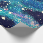 Aquamariner Nebel und Sterne Geschenkpapier (Ecke)