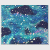 Aquamariner Nebel und Sterne Geschenkpapier (Flach)