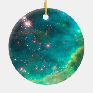 Aquamariner Nebelfleck-runde Verzierung #4 Keramik Ornament