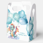 Aquamariner Niedlicher Drache mit Balloons Geburts Geschenkschachtel (Geöffnet)